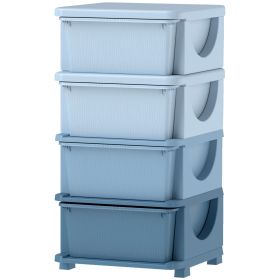 30" 4 Tier Kids Storage Unit Dresser Tower w/ 4 Drawers, Blue
