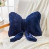 Navy Bow Pillow, Soft Bow Decorative Pillows with Faux Rabbit Fur, Cute 12" Bow Throw Pillows