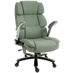 Big and Tall Office Chair with Airbag Lumbar Support, Pet-Friendly Fabric Desk Chair with Flip-Up Armrests, Light Green