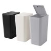 3 Pack Slim Plastic Trash Can, 2.6 Gallon Garbage Can with Press Top Lid, 10L Modern Waste Basket for Bathroom, Black White Gray