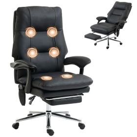 Massage Office Chair with 6-Point Vibration, Pet-Friendly Faux Leather Ergonomic Executive Desk Chair, Black