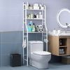 3-Tier Space-Saving Toilet Storage Rack – Metal Over-the-Tank Organizer with Toilet Paper Holder & Hooks, Easy No-Drill Assembly