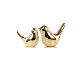 Small Birds Statues Gold Home Decor Modern Style Figurine Decorative Ornaments for Living Room, Bedroom, Office Desktop, Cabinets