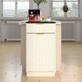 10-Gallon Woodgrain Tilt-Out Trash Can Cabinet Wooden Garbage Recycling Cabinet with Wave-Textured Hideaway Drawer&Pull-Out Bin-Multipurpose Kitchen/B