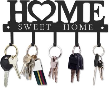 Key Holder Hooks Organizer Hanger Rack Wall Mounted with Screws and Anchors Home Sweet Home Wall Metal Decor for Entryway Front Door Kitchen Hallway G
