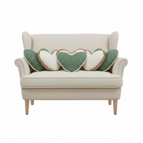 6PC 16.5 × 12.6in Heart-Shaped Plush and Woven Pillow Cover Set – Decorative Cushions for Home, Sofa, and Bedroom