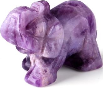 Amethyst Elephant Decor Statue Crystals Healing Stones Crystal Pocket Figurines Cute Stocking Stuffers Sculpture Gemstones Spiritual Home Office Desk