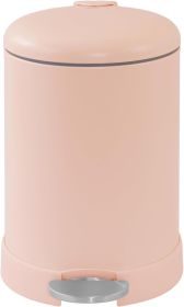 Small Trash Can, 1.2 Gallon | Round Stainless Steel Garbage Bin with Soft Close Lid & Step Foot Pedal | Metal Waste Basket with Removable Inner Bucket