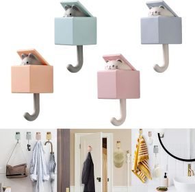 4Pcs Creative Adhesive Wall Hook for Wall and Door Heavy Duty Coat Hooks