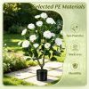 Artificial Camellia Tree Faux Flower Plant Cement-Filled Pot Durable Fake Camellia for Home Decor
