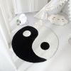 30" x 30" Yin Yang Shaped Rug For Adults, Black & White