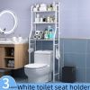 3-Tier Space-Saving Toilet Storage Rack – Metal Over-the-Tank Organizer with Toilet Paper Holder & Hooks, Easy No-Drill Assembly