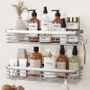 Shower Caddy with 5 Hooks Organizer for Hanging Razor and Sponge Bathroom Basket Adhesive Shower Shelf Storage Kitchen Rack Wall Mounted No Drilling R