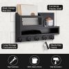 Key and Mail Holder Wall Mount, Key Hanger with Long Storage Box and 5 Hooks for Coat, Dog Leash, Home Decor Rack, House Accessories