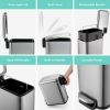 Bathroom Trash Can Combo, 1.3 Gallon Stainless Steel Slim Step Garbage Bin with Soft Close Lid, Silver, Pack of 2