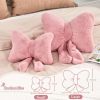 Dusty Pink Bow Pillow, Soft Bow Decorative Pillows with Faux Rabbit Fur, Cute 12" Bow Throw Pillows