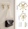 2-pack multi-purpose brass screw hooks with bow design, vintage style, practical gold wall hooks, suitable for bathrooms and bedrooms