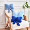 Navy Bow Pillow, Soft Bow Decorative Pillows with Faux Rabbit Fur, Cute 12" Bow Throw Pillows