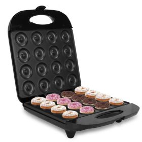 Mini Donut Maker Machine For Kids Snack Breakfast Desserts With 16 Doughnuts Holes Non Stick Coating Double-Side Heating Plates Overheating Prote (Option: BlacK)