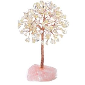 1pc Natural Crystal Tree Crystal Hair Ore Fluorite Base Rich Tree Chakra Amethyst Powder Crystal Ornaments (Color: YELLOW)