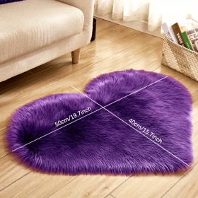 1pc Heart-Shaped Faux Sheepskin Area Rug - Soft and Plush Carpet for Home, Bedroom, Nursery, and Kid's Room - Perfect for Home Decor and Comfort (Color: purple, size: 15.75*19.69inch)
