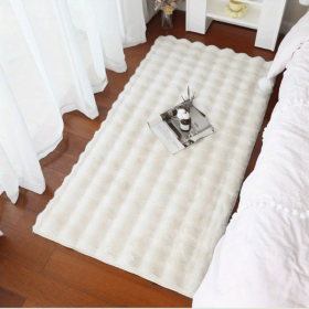 1pc Soft Plush Shaggy Area Rugs, Fluffy Bubble Velvet Floor Carpet For Bedroom Living Room, Bedside Rugs, Non-Slip Washable Carpet, (Color: Beige Color, size: 35.4*59.1 inch)
