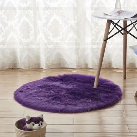 1pc, Plush Imitation Wool Area Rug for Home Living Room and Bedroom - Soft and Durable Floor Mat for Home Decor (Color: purple, size: Diameter 35.43inch)