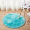 1pc Fluffy Imitation Wool Round Area Rug, Suede Fleece Bottom Long Imitation Wool Rug, Acrylic 80% Polyester 20%, 2.36inch Long Wool