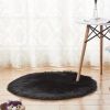 1pc Fluffy Imitation Wool Round Area Rug, Suede Fleece Bottom Long Imitation Wool Rug, Acrylic 80% Polyester 20%, 2.36inch Long Wool
