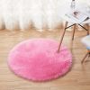 1pc Fluffy Imitation Wool Round Area Rug, Suede Fleece Bottom Long Imitation Wool Rug, Acrylic 80% Polyester 20%, 2.36inch Long Wool