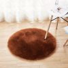 1pc Fluffy Imitation Wool Round Area Rug, Suede Fleece Bottom Long Imitation Wool Rug, Acrylic 80% Polyester 20%, 2.36inch Long Wool