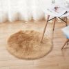 1pc Fluffy Imitation Wool Round Area Rug, Suede Fleece Bottom Long Imitation Wool Rug, Acrylic 80% Polyester 20%, 2.36inch Long Wool