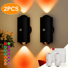 4pcs Rechargeable LED Night Light Wall Lamp Commercial StrobeLight Multi-color Mode Dimmable Indoor Light Magnetic StepLight for Entryway Bedside (Color: Black 2 PCS)