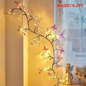 Enchanted Lights with Remote, 18 Branches 144 LEDs Lighted Willow Swag for Wall Decor, Indoor Artificial Plug in Fairy Lights for Bedroom, Living Room (size: 4.2FT)