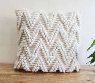 Handwoven Cotton Wool Cushion Cover Boho pillow Cover Zig-zag Pattern Pillowcase (Color: Set of 2)