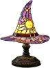 Handmade Gothic Witch Hat Night Light –Witch Hat Lamp Stained Glass LED Lamp, Spooky Halloween Decor, Indoor & Outdoor Witchcraft Gift