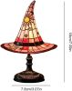 Handmade Gothic Witch Hat Night Light –Witch Hat Lamp Stained Glass LED Lamp, Spooky Halloween Decor, Indoor & Outdoor Witchcraft Gift