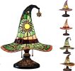 Handmade Gothic Witch Hat Night Light –Witch Hat Lamp Stained Glass LED Lamp, Spooky Halloween Decor, Indoor & Outdoor Witchcraft Gift